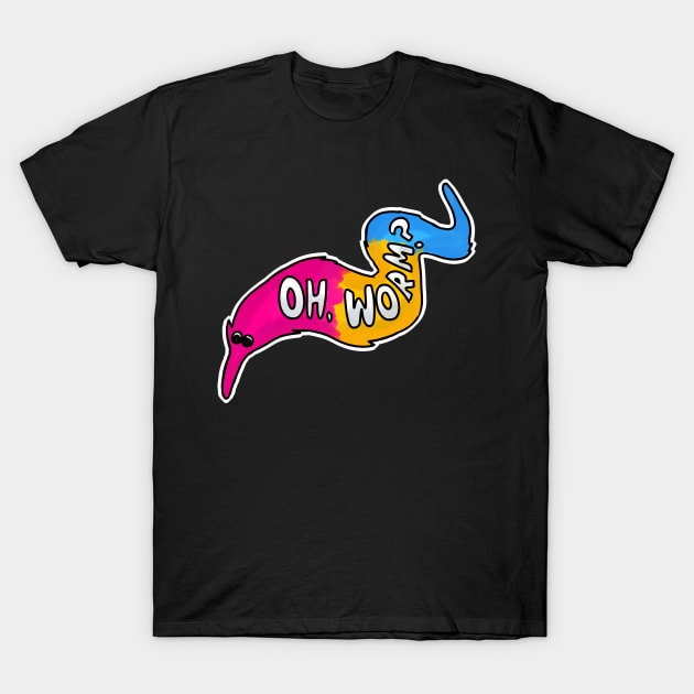LGBTQ+ Pansexual Pride Worm on a String T-Shirt by revenantwyrm